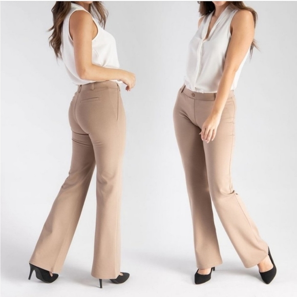 Betabrand Dress Pant Yoga Pant Bootcut Clasdic Khaki Twill Women's Size Medium - Picture 1 of 8